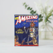 Vintage SciFi Buchcover-Kunst Robot Postkarte (Stehend Vorderseite)