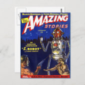 Vintage SciFi Buchcover-Kunst Robot Postkarte (Vorne/Hinten)