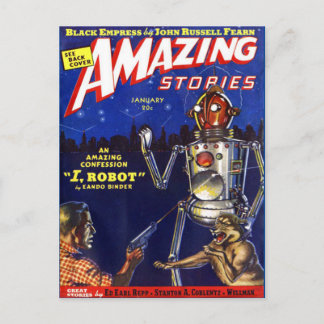Vintage SciFi Buchcover-Kunst Robot Postkarte