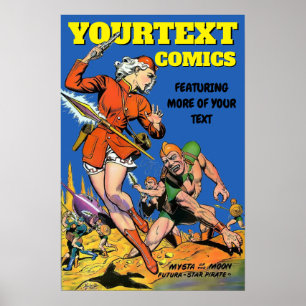 Vintage SciFi-Comicen decken Art Woman Template ab Poster