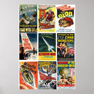 Vintage SciFi-Filme Collage Poster