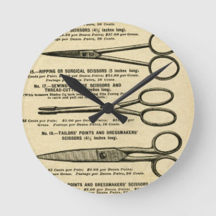 Vintage Scissors Advert Runde Wanduhr