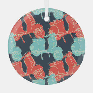 Vintage Scooter-Illustration Ornament Aus Glas
