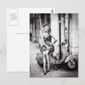 Vintage Scooter-Postkarte | Old Scooter | Paris Postkarte (Vorne/Hinten)