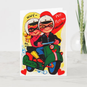 Vintage Scooter Valentine's Day Card Feiertagskarte