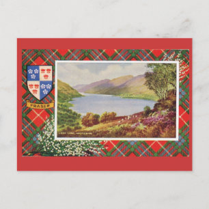 Vintage Scotland, Fraser tartan, Loch Long Postkarte