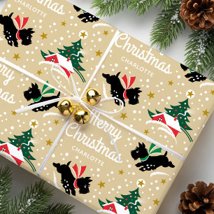 Vintage Scottie-Hund Weihnachten Benutzerdefiniert Geschenkpapier