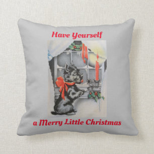 Vintage - Scotty-Hund und Weihnachten, Kissen