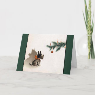 Vintage Scotty Weihnachtskarte Feiertagskarte
