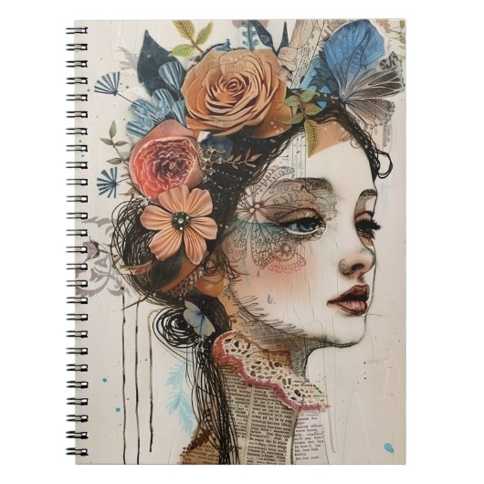 Vintage-Scrapbook-Collage-Gesicht (2) Notizblock (Vorderseite)