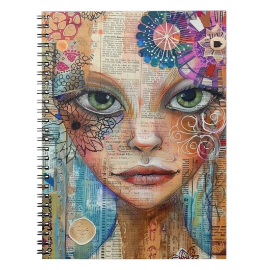 Vintage-Scrapbook-Collage-Gesicht (3) Notizblock (Vorderseite)