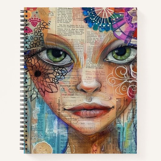 Vintage-Scrapbook-Collage-Gesicht (3) Notizblock (Vorderseite)