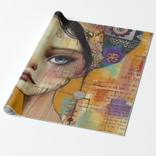Vintage-Scrapbook-Collage-Gesicht (4) Geschenkpapier