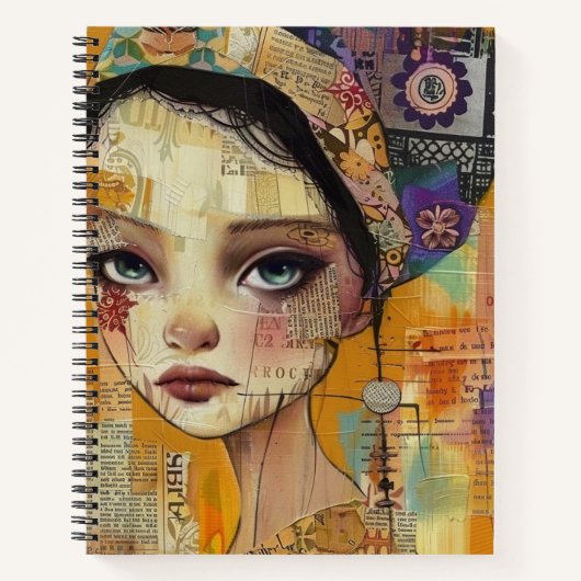 Vintage-Scrapbook-Collage-Gesicht (4) Notizblock (Vorderseite)
