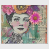 Vintage-Scrapbook-Collage-Gesicht (5) Geschenkpapier (Flach)