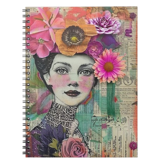 Vintage-Scrapbook-Collage-Gesicht (5) Notizblock (Vorderseite)