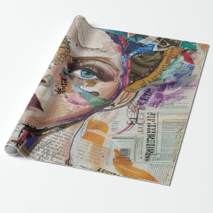 Vintage-Scrapbook-Collage-Gesicht (6) Geschenkpapier
