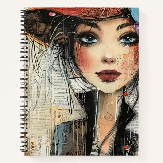 Vintage-Scrapbook-Collage-Gesicht (8) Notizblock (Vorderseite)