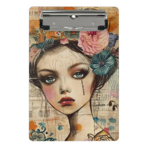 Vintage-Scrapbook-Collage-Gesicht (9) Mini Klemmbrett