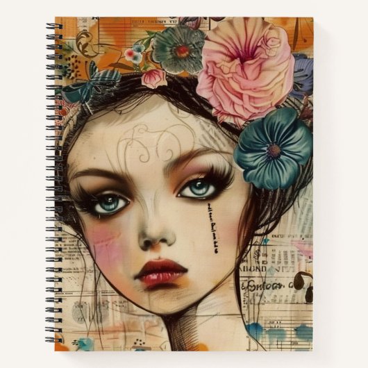 Vintage-Scrapbook-Collage-Gesicht (9) Notizblock (Vorderseite)