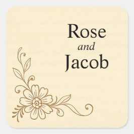Vintage Scrapbook Style Wedding Quadratischer Aufkleber