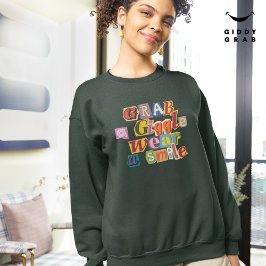 Vintage Scrapbook Typografie Lächeln Einfach Grün Sweatshirt