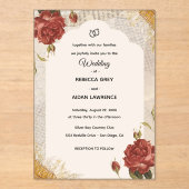Vintage Scrapbook Wedding Invite Pressed Flowers Acryleinladungen (Vorderseite)