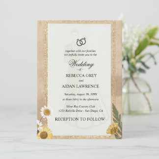Vintage Scrapbook Wedding Invite Pressed Flowers Einladung