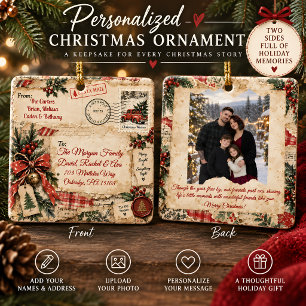 Vintage-Scrapbook-Weihnachts-Postkarten-Foto Keramikornament