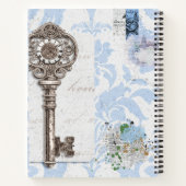 Vintage Scrapbooking Style Soft Blue Spiral Notizblock (Rückseite)