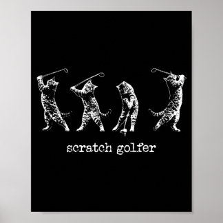 Vintage Scratch Golfer Katze Golfer Golfen Golf Poster