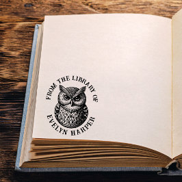 Vintage Screech Owl From The Library Of Book Name Gummistempel