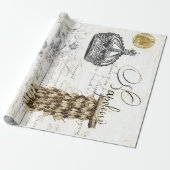 Vintage Script Biene Geschenkpapier (Ungerollt)