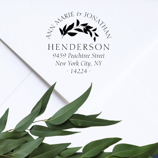 Vintage Script Botanical Wedding Rücksendeadresse Permastempel