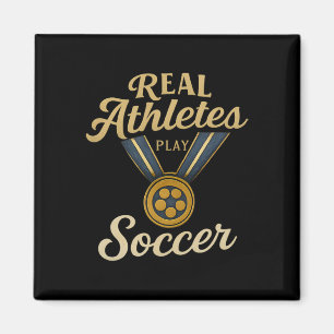 Vintage Script Echte Athleten spielen Fußball Gold Magnet