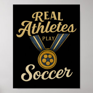 Vintage Script Echte Athleten spielen Fußball Gold Poster