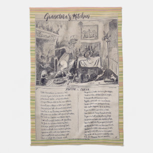 Vintage Script Familienrezept Name Küchentuch