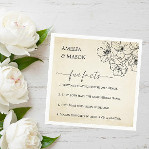 Vintage Script Floral Fun Facts Hochzeit Serviette