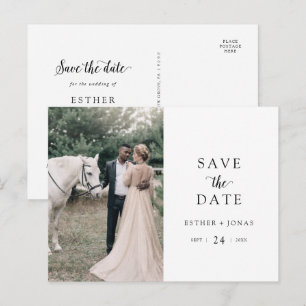 Vintage-Script-Foto Save-the-Date Einladungspostkarte