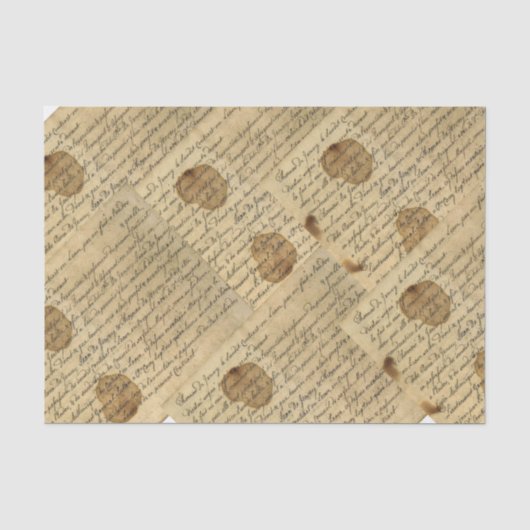 Vintage-Script-Handschrift-Decoupage-Collage Seidenpapier (Vorderseite)