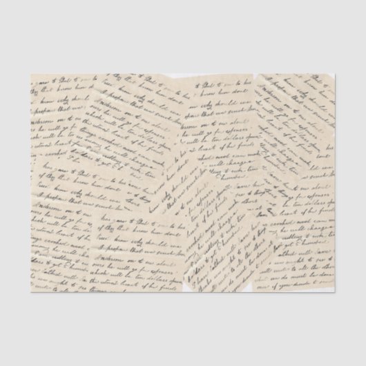 Vintage-Script-Handschrift-Decoupage-Collage Seidenpapier (Vorderseite)