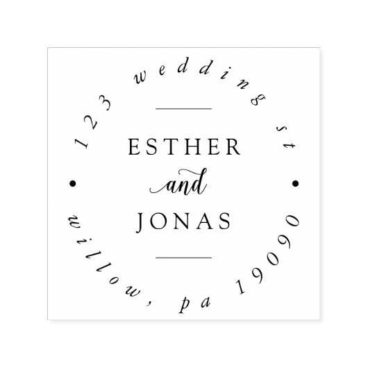 Vintage Script-Hochzeitsadresse Permastempel (Design)