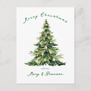 Vintage-Script Nicht-Foto Grüner Weihnachtsbaum Feiertagspostkarte