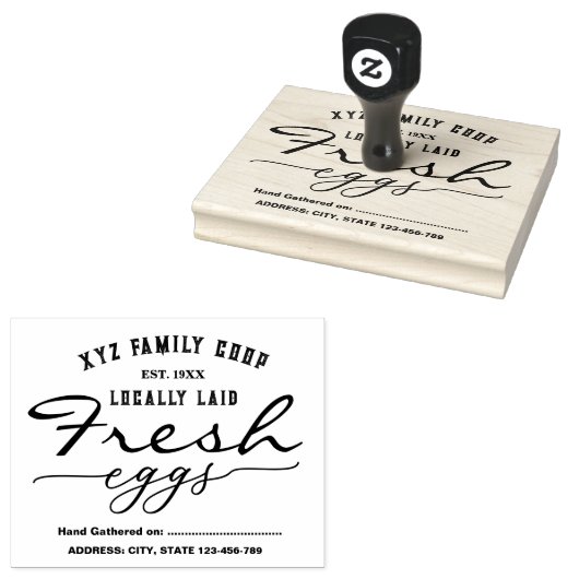 Vintage script Personalized egg carton stamp Gummistempel (Stempel)