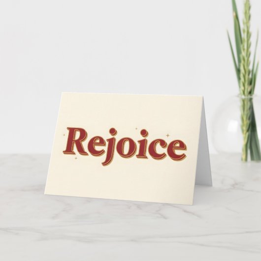 Vintage Script Rejoice Christmas Feiertagskarte (Vorderseite)