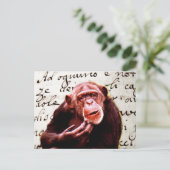 vintage scripts funny chimpanzee postkarte (Stehend Vorderseite)