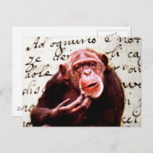 vintage scripts funny chimpanzee postkarte (Vorne/Hinten)
