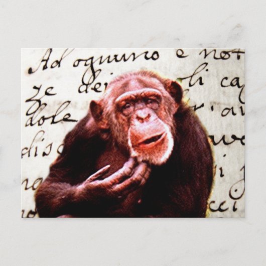 vintage scripts funny chimpanzee postkarte (Vorderseite)
