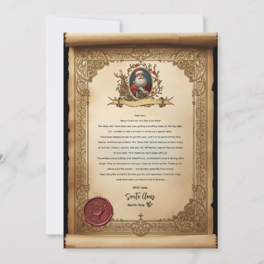Vintage Scroll Santa Letter Template Einladung (Vorderseite)