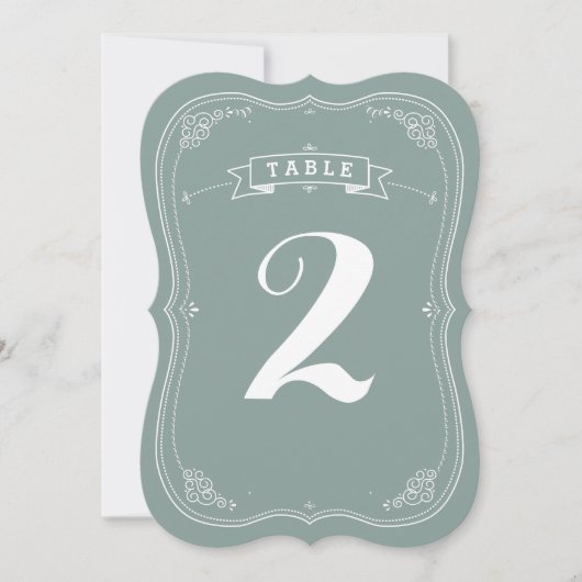 Vintage Scroll Wedding Tischnummer (Vorderseite)